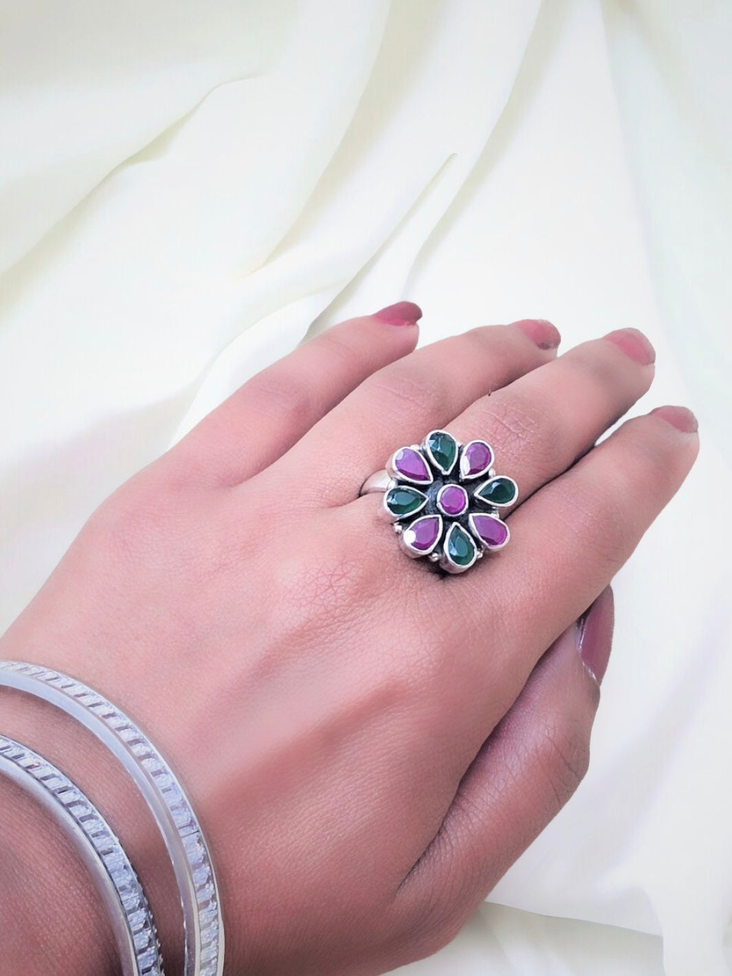 Red Green Stone Ring - PSA Jewels