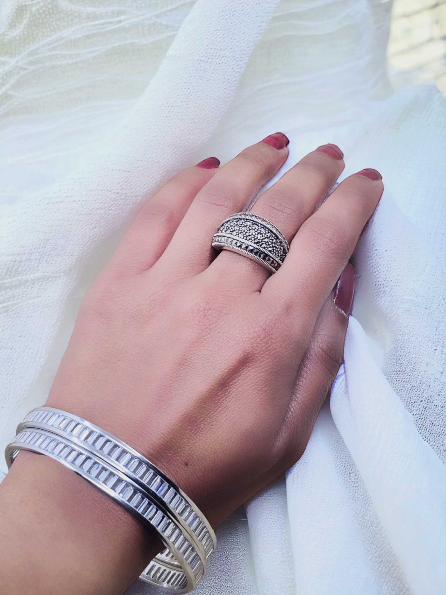 Marcasite Round Stone Band - PSA Jewels