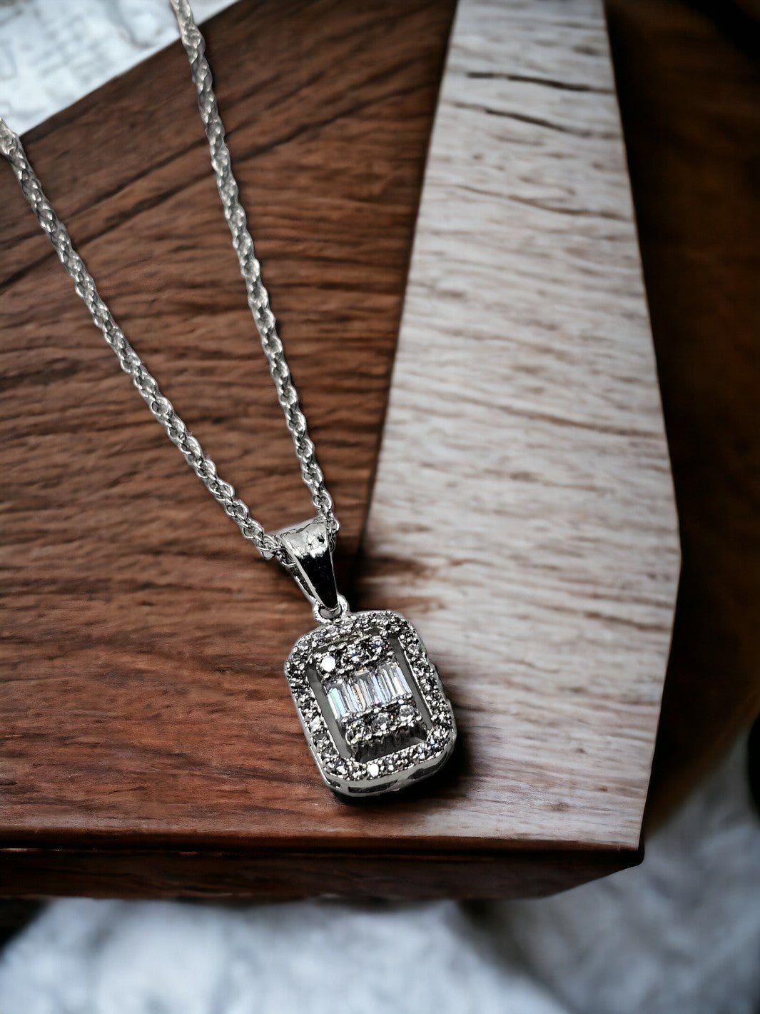 Sterling Silver SQUARE BAGUETTE Pendant - PSA Jewels