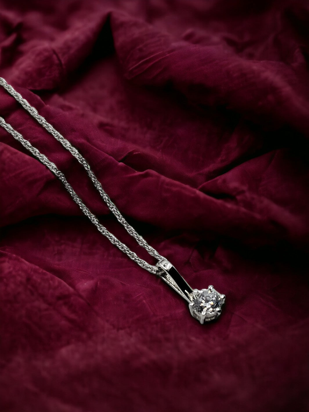 Sterling Silver Round Solitaire Pendant - PSA Jewels