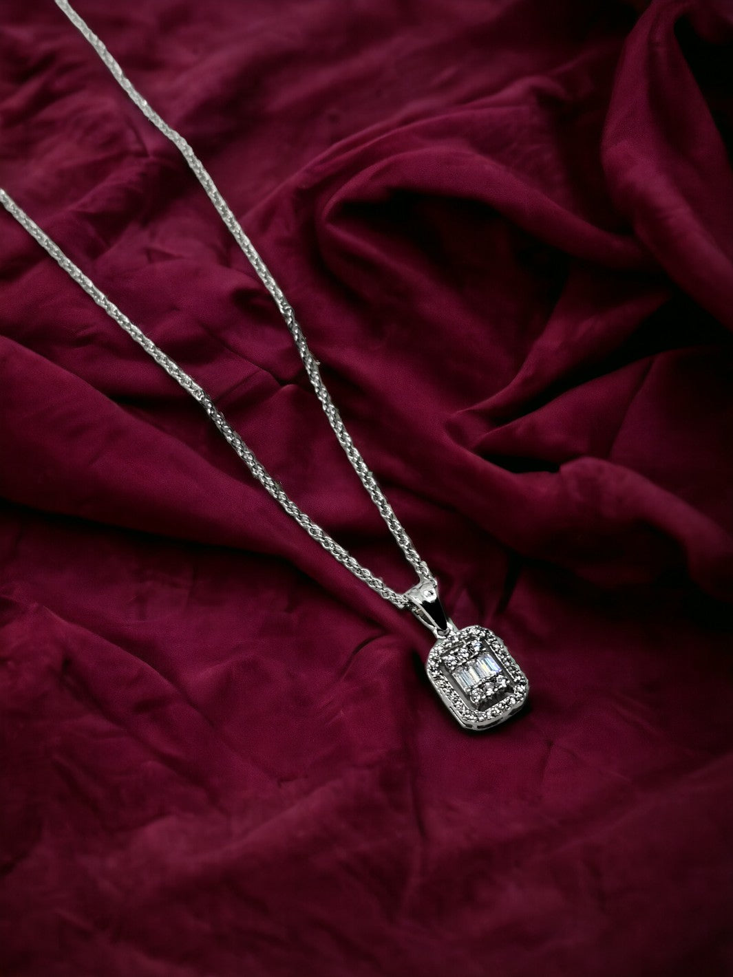 Sterling Silver SQUARE BAGUETTE Pendant - PSA Jewels
