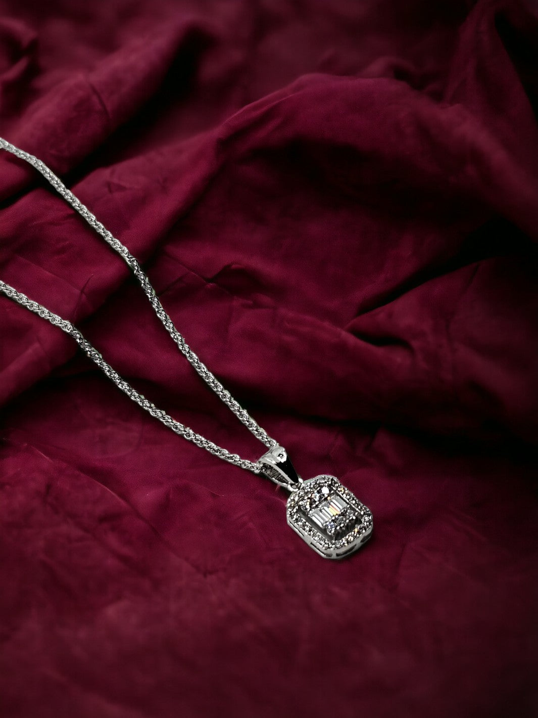 Sterling Silver SQUARE BAGUETTE Pendant - PSA Jewels