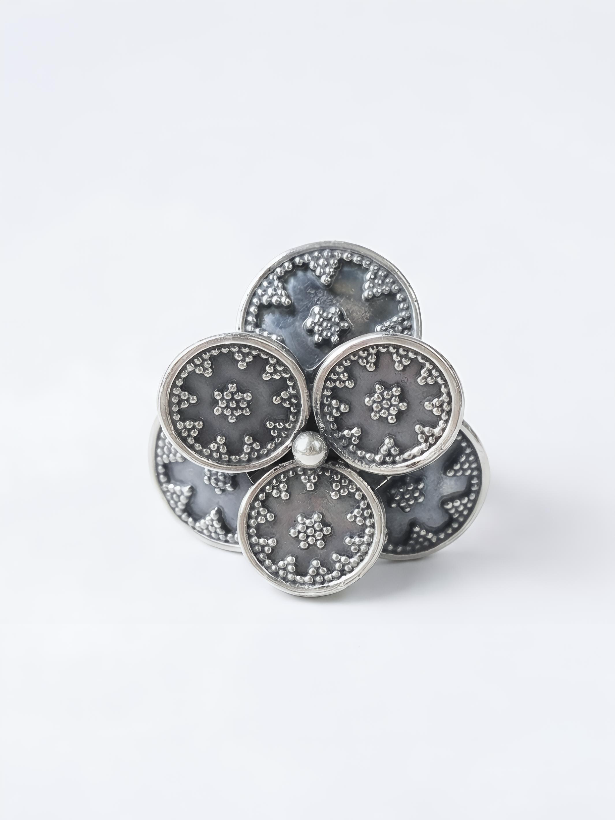 Artistic Multistack Flower Pure Silver Ring
