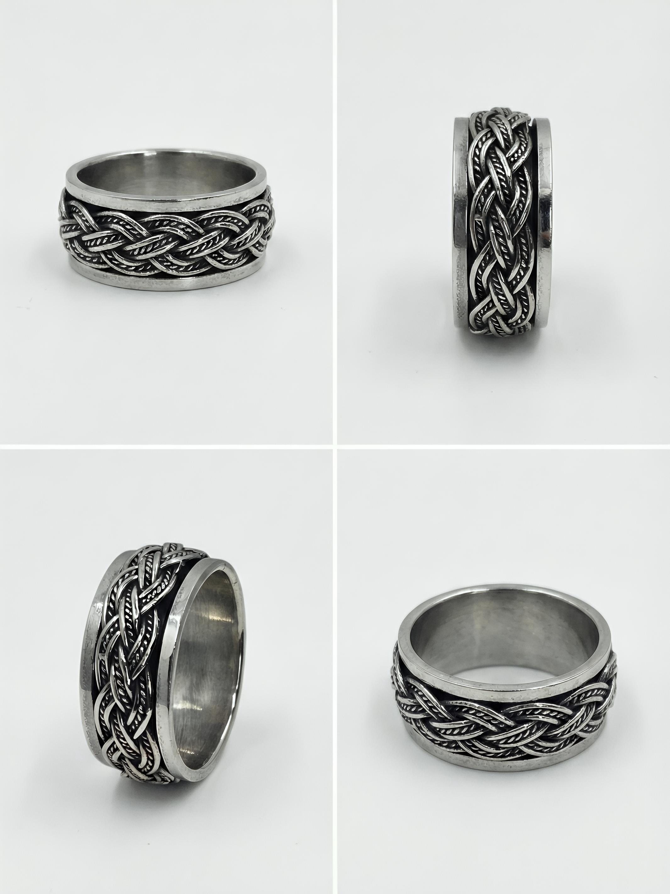 Braided Rotating Men’s Silver Ring