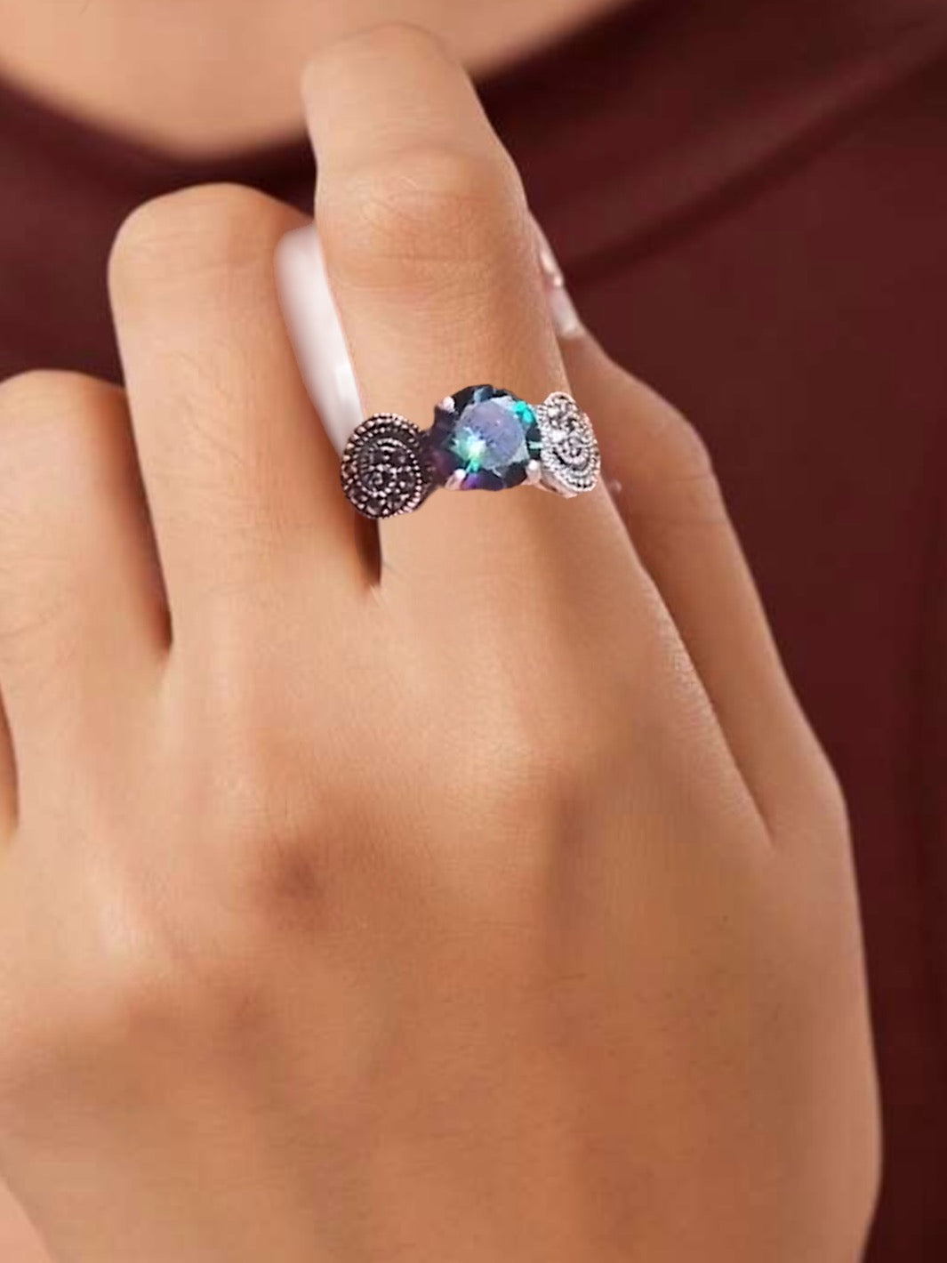 Marcasite Rainbow Topaz Ring - PSA Jewels
