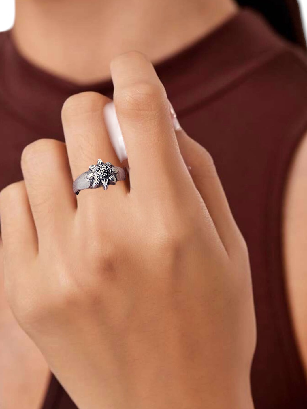 Marcasite Flower Shaped Ring - PSA Jewels