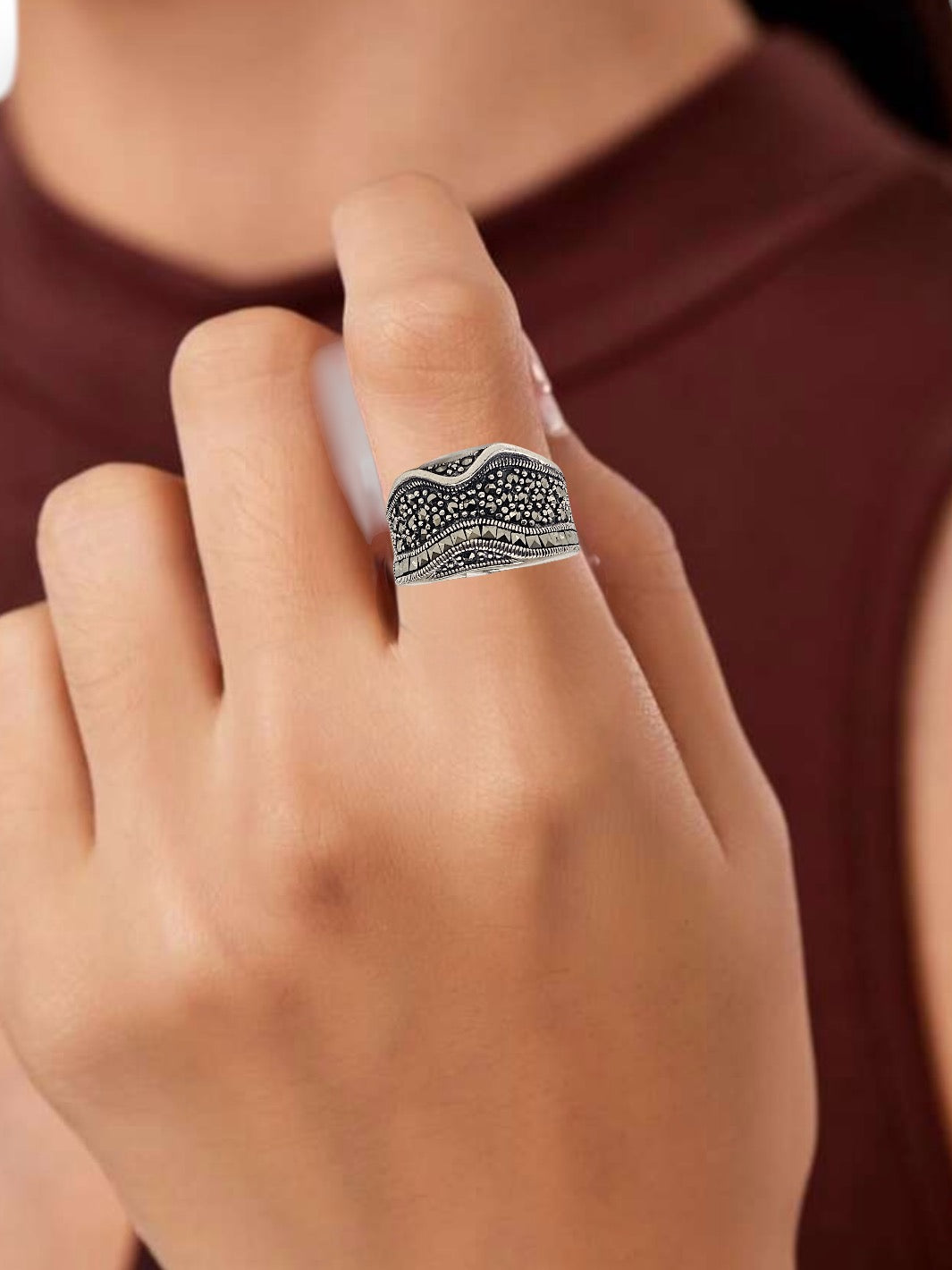 Marcasite Wave Shaped Band - PSA Jewels