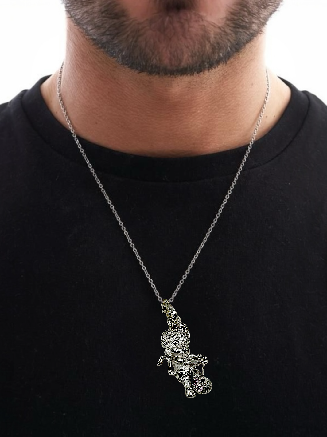 925 Pure Silver Bal Hanuman Pendant with chain - PSA Jewels