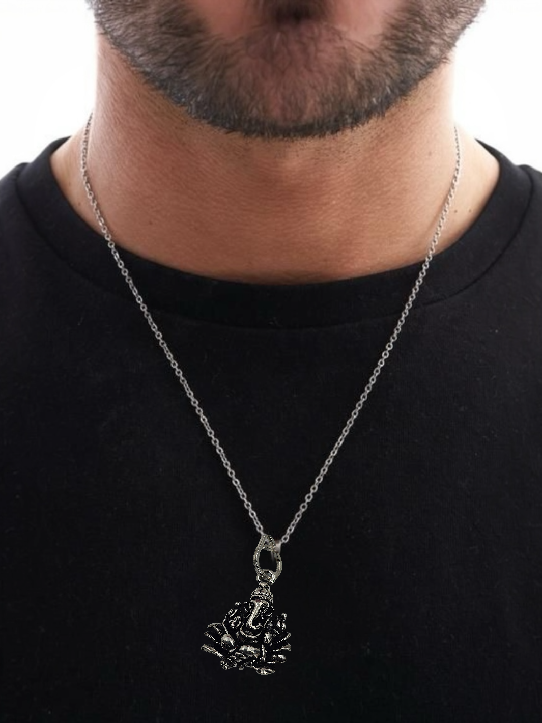 Leaf Ganeshaji Silver Pendant with chain - PSA Jewels
