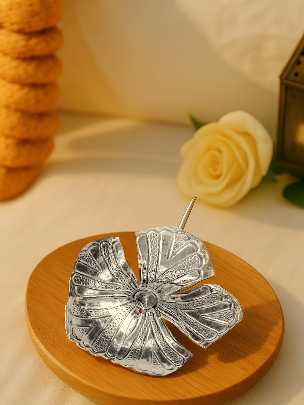 Pure Silver Large Jaswand / Hibiscus Flower (2 pieces)