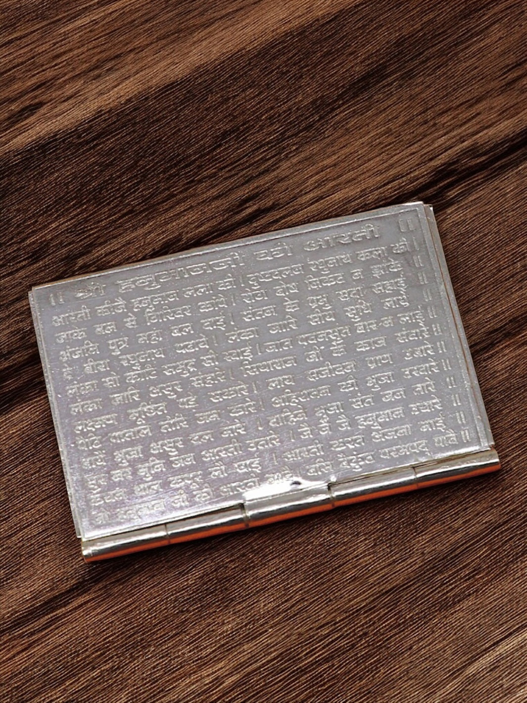 Pure Silver Pocket-Size Shree Hanuman Chalisa with Arti in mini 4 page book