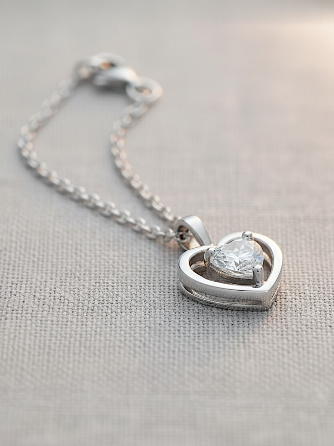 Crystal Heart Pure Silver Watch Charm