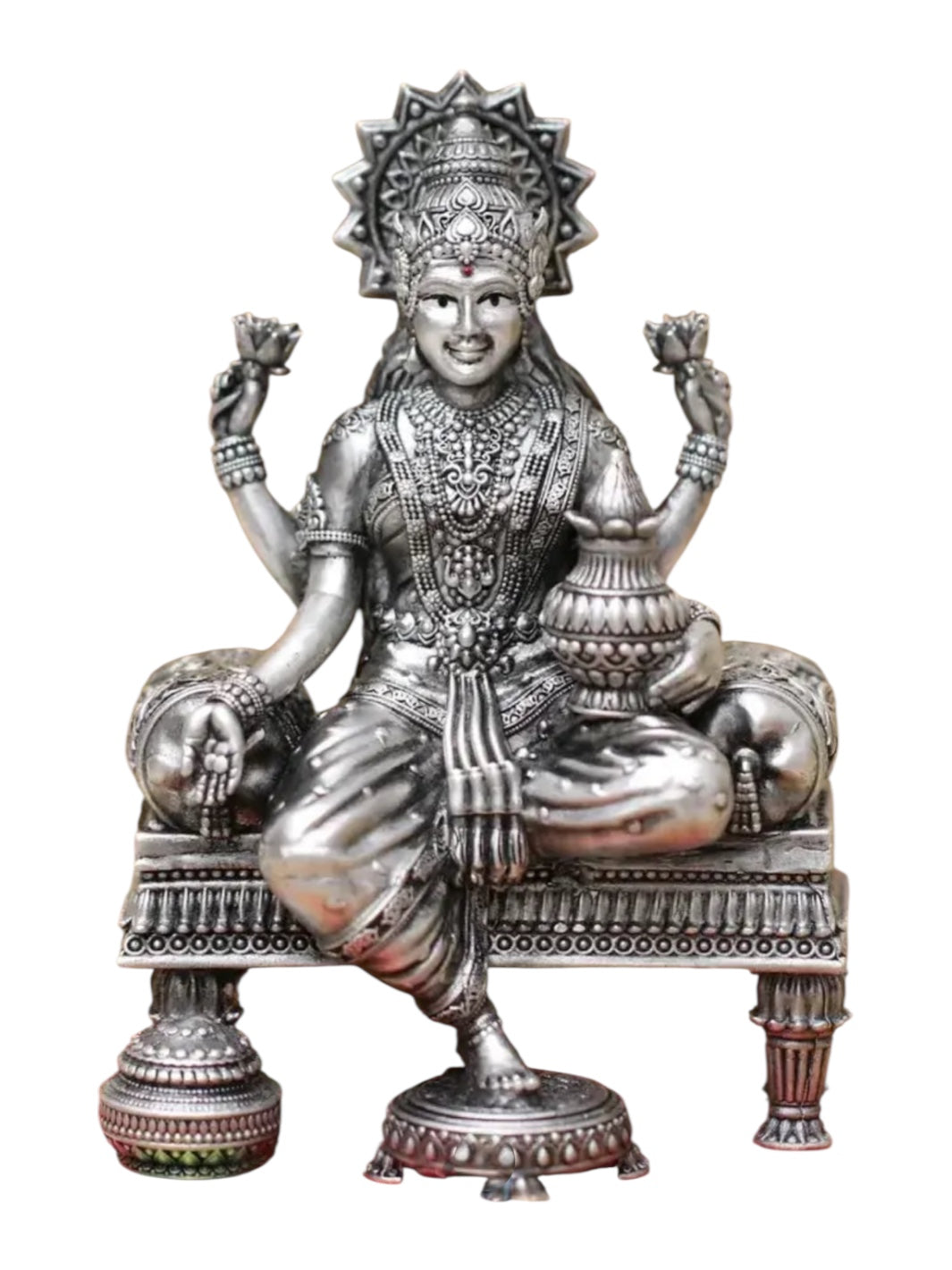 Pure Antique Silver Lakshmiji with Divine Kalash