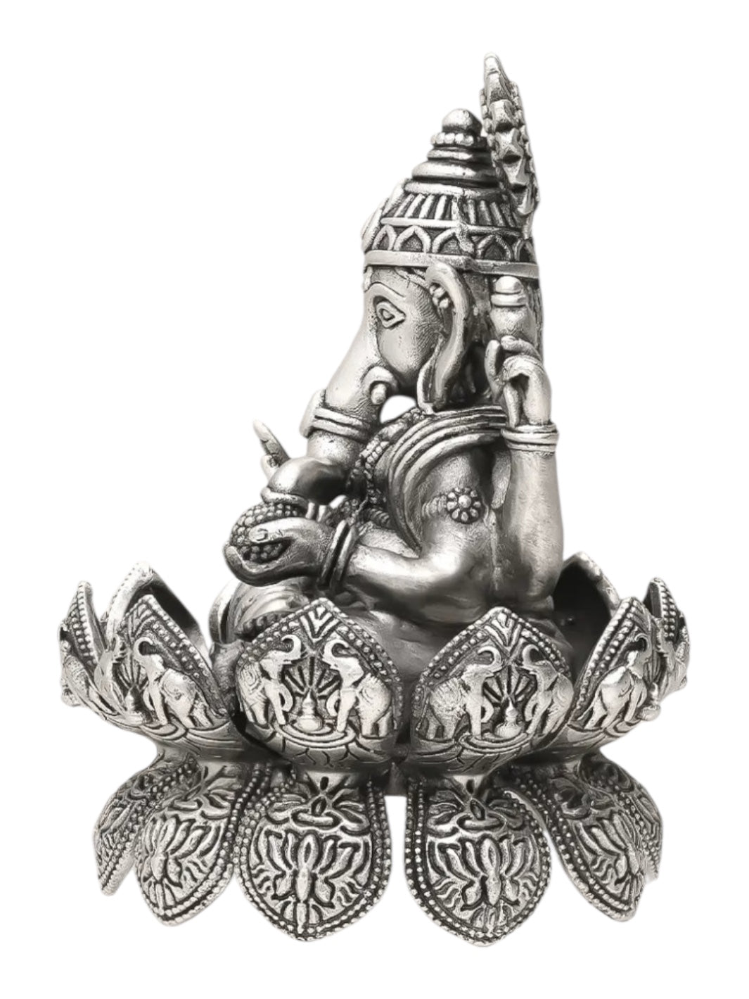 Pure Antique Silver Lord Ganesh on Divine Lotus