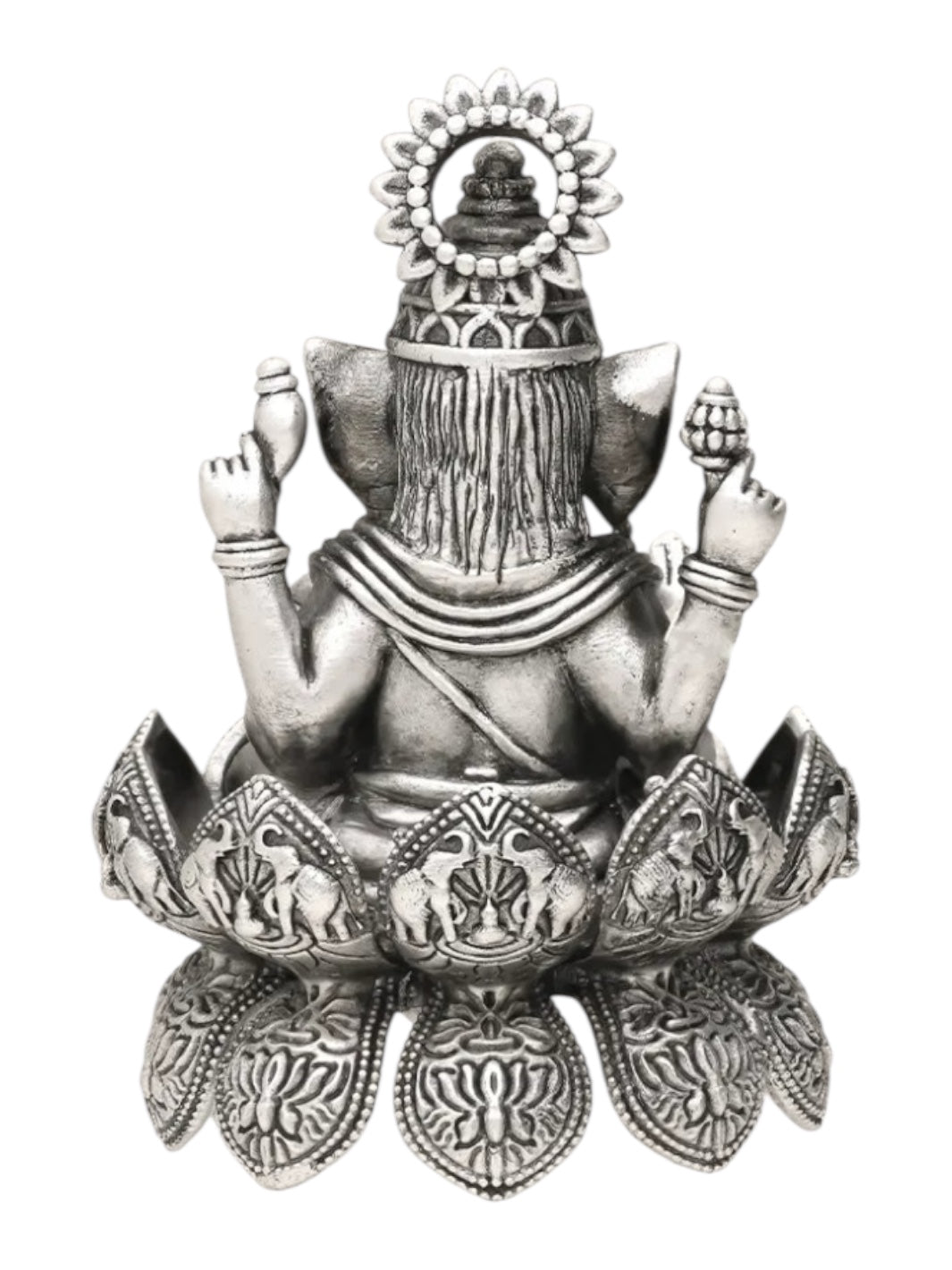 Pure Antique Silver Lord Ganesh on Divine Lotus