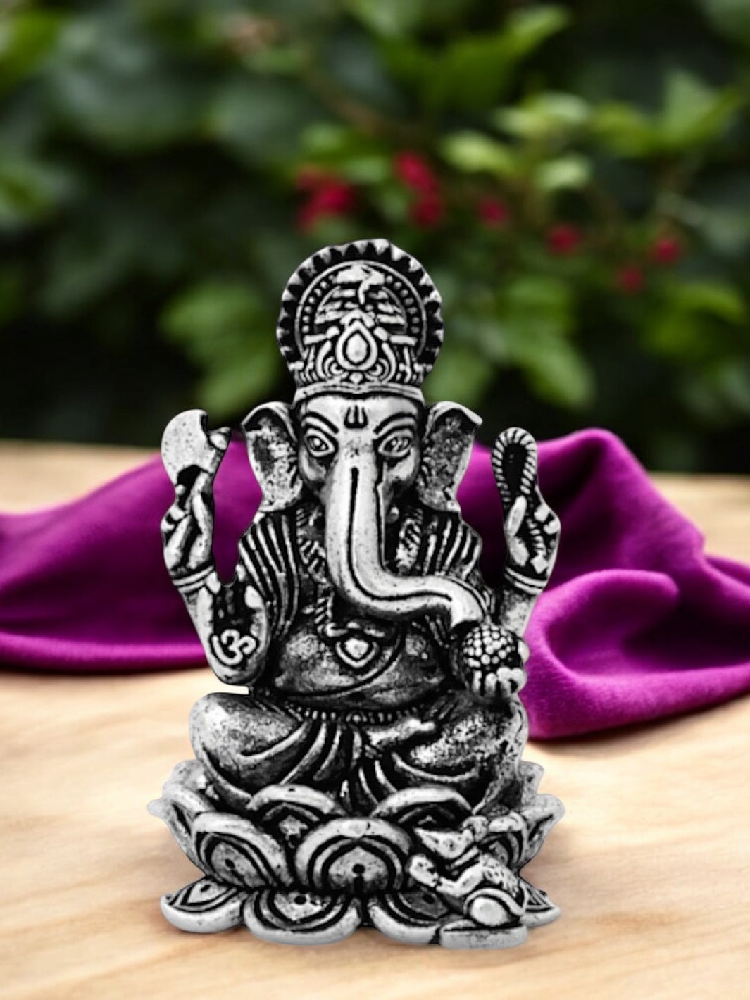 Lord Ganesh Pure Antique Silver 3d Idol