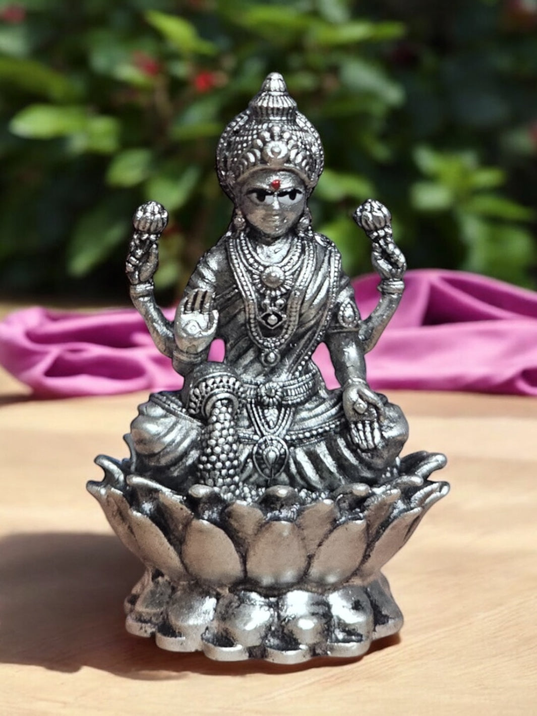 Pure Antique Silver Lakshmi Idol