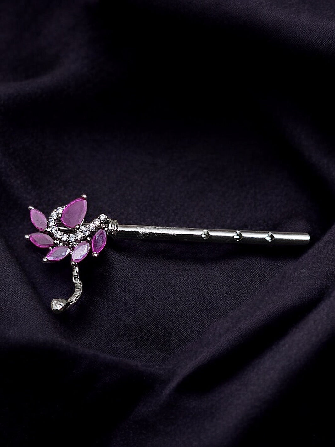 Pure Silver Handmade Ruby Stone Flute - PSA Jewels
