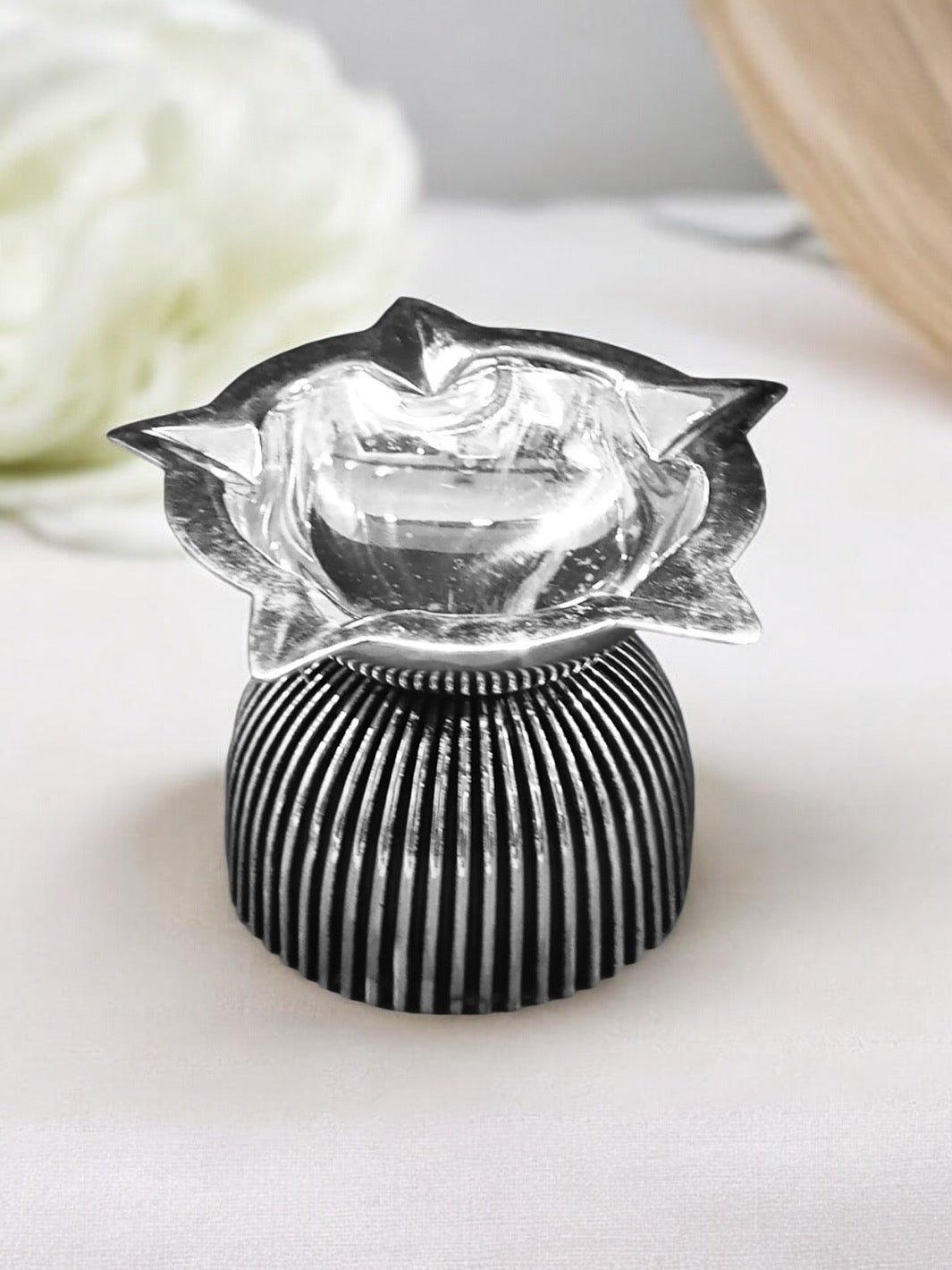 Silver Flower Design Diya - PSA Jewels