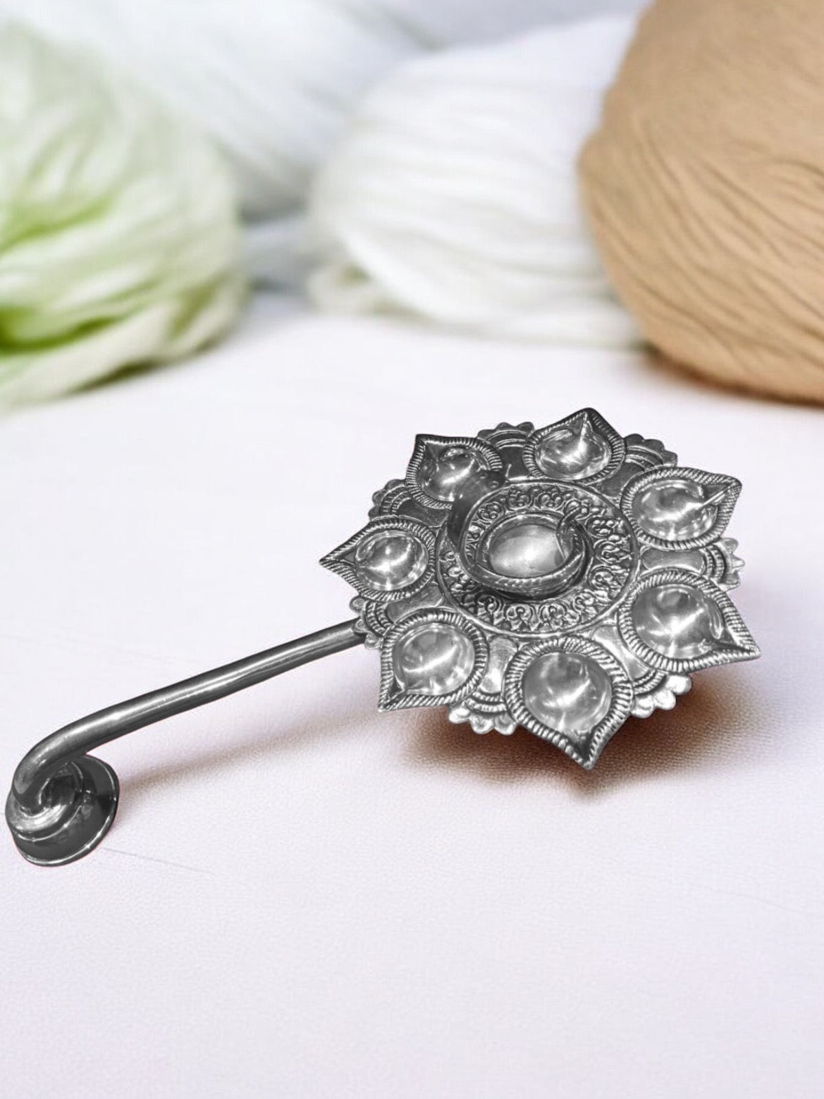 Silver Antique Panchmukhi Deepam - PSA Jewels