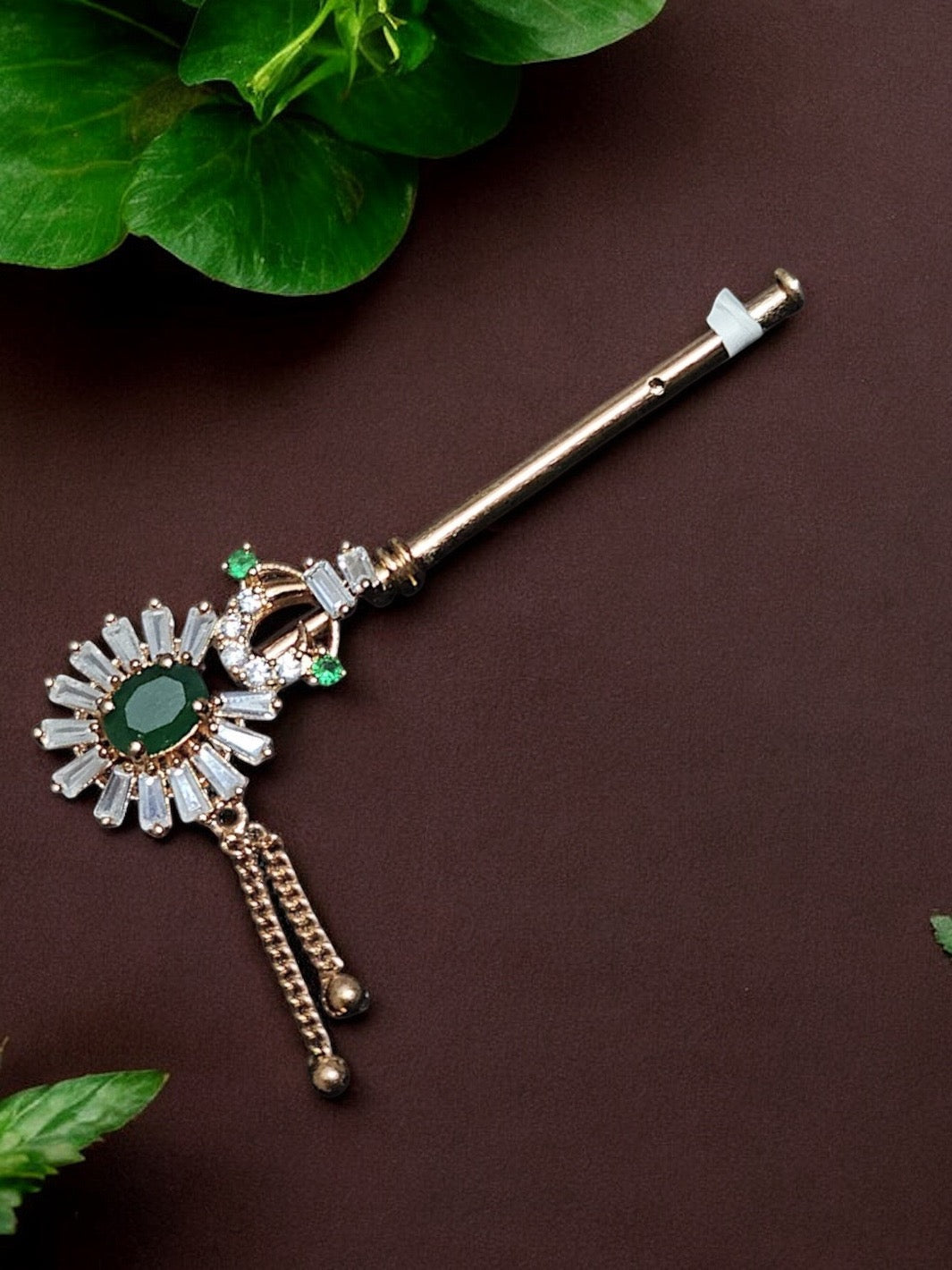 Pure Silver Handmade Rosegold Emerald Flower Flute - PSA Jewels