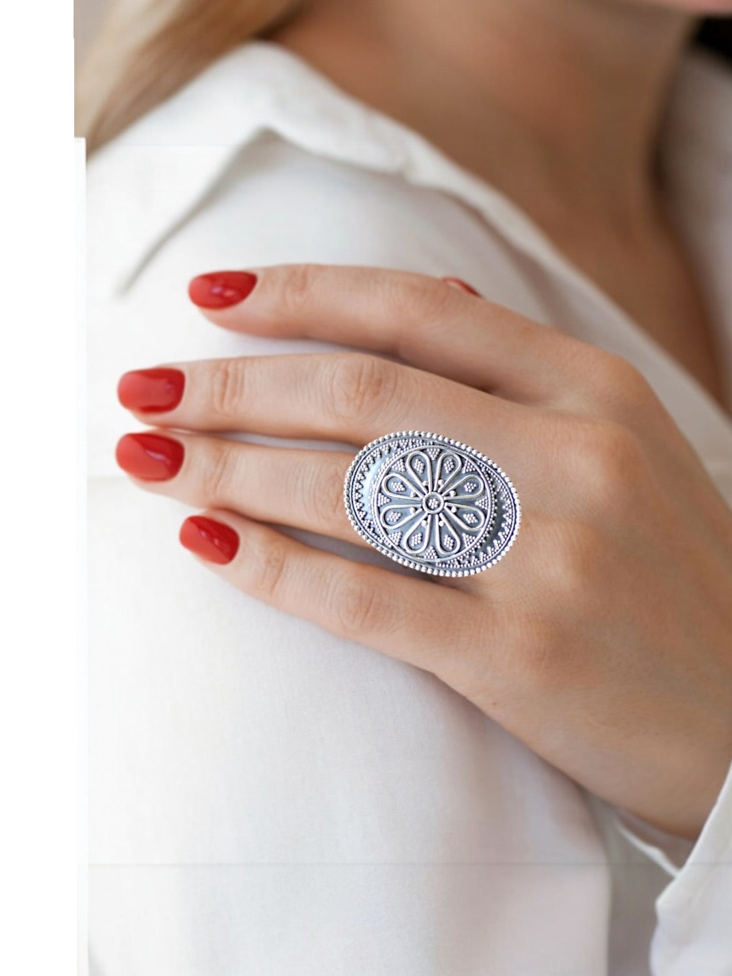Artisan Handcrafted Oval Flower - PSA Jewels