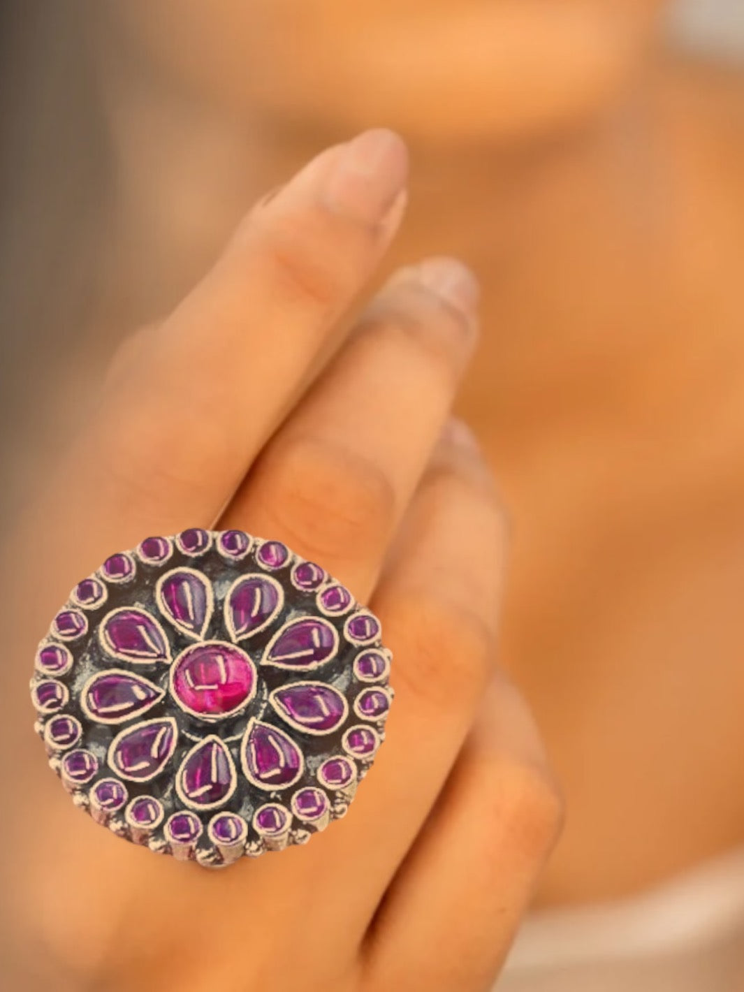 Maharani Cocktail- Intricate Motif Ring - PSA Jewels