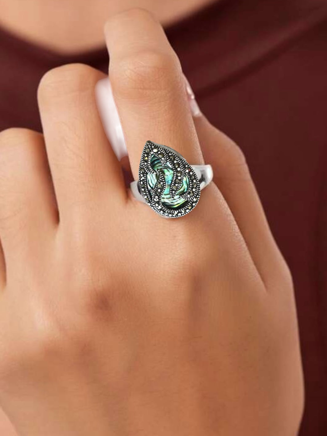 Diamond Shape Abalone Shell Ring - PSA Jewels