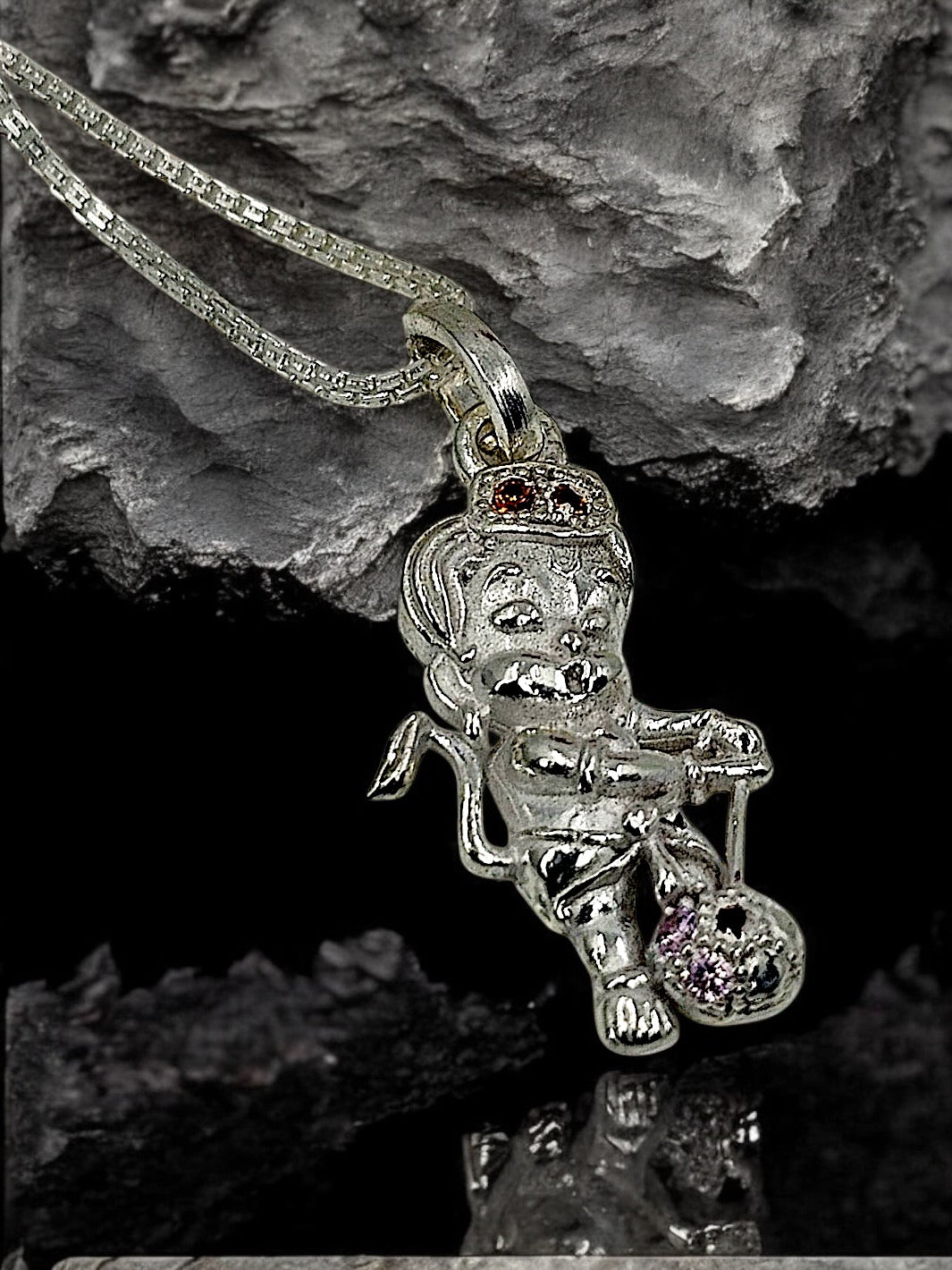 925 Pure Silver Bal Hanuman Pendant with chain - PSA Jewels