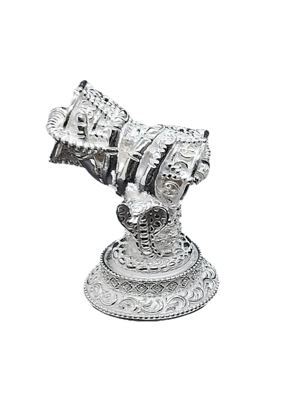 Pure Silver Mini Damru With Hand