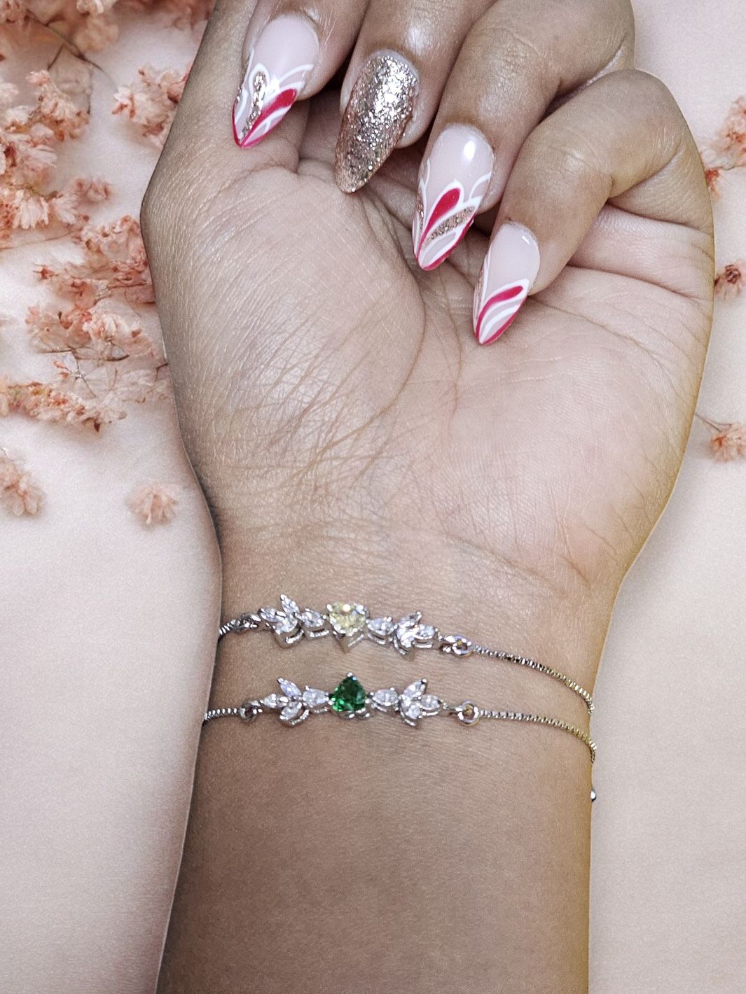 Green Or Yellow Bits of Bloom Silver Bracelet - PSA Jewels