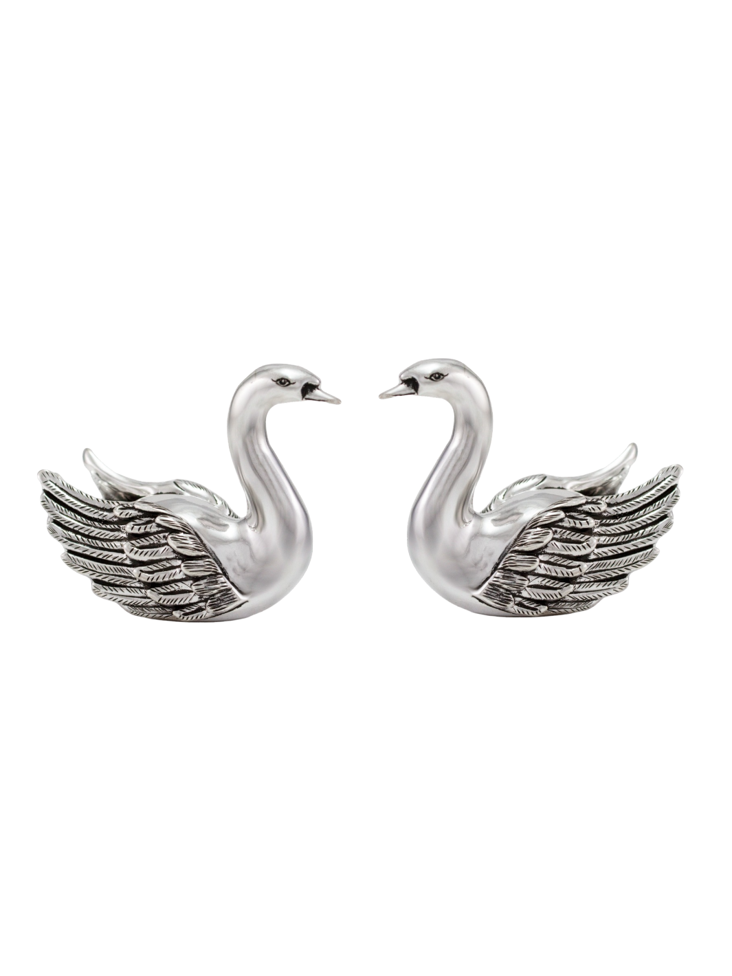 Pure Silver Pair Of Swan Idol