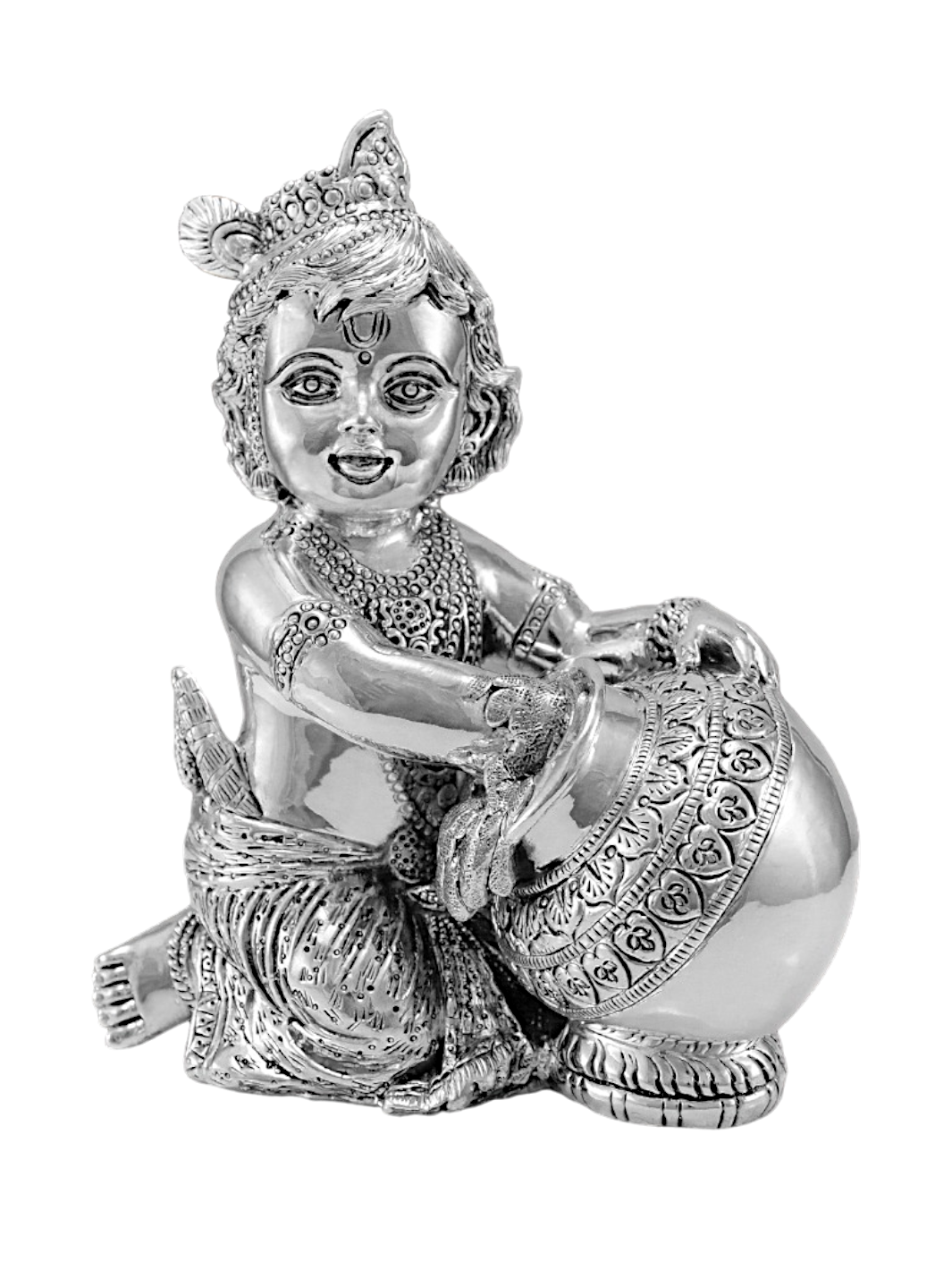 Pure Silver Makhan Chor Krishna Idol