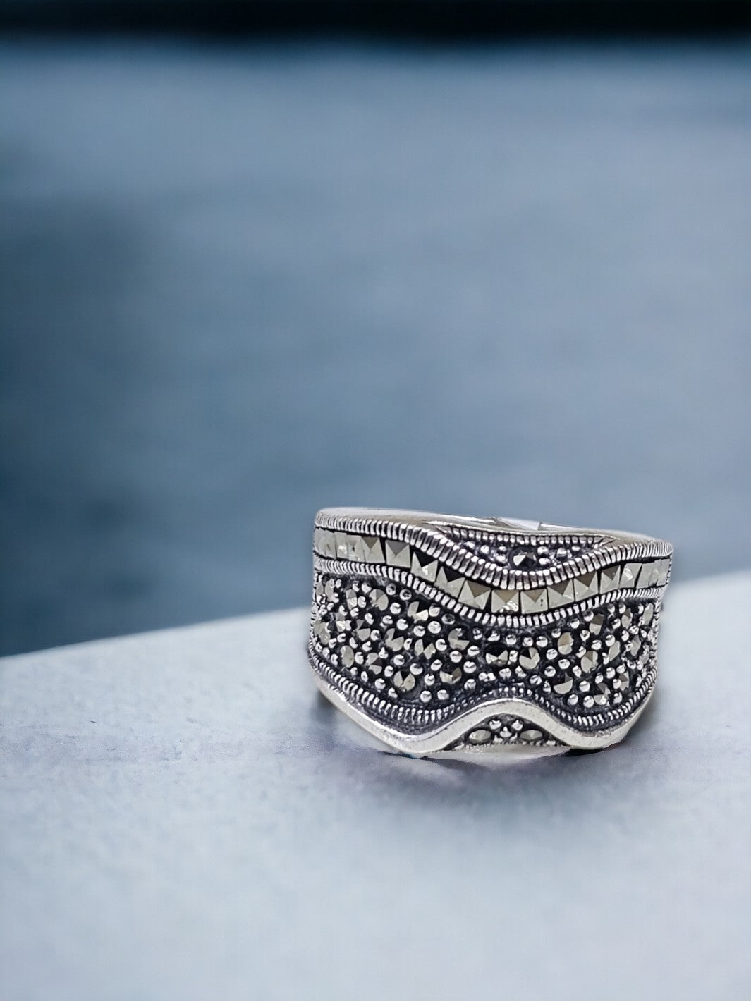 Marcasite Wave Shaped Band - PSA Jewels