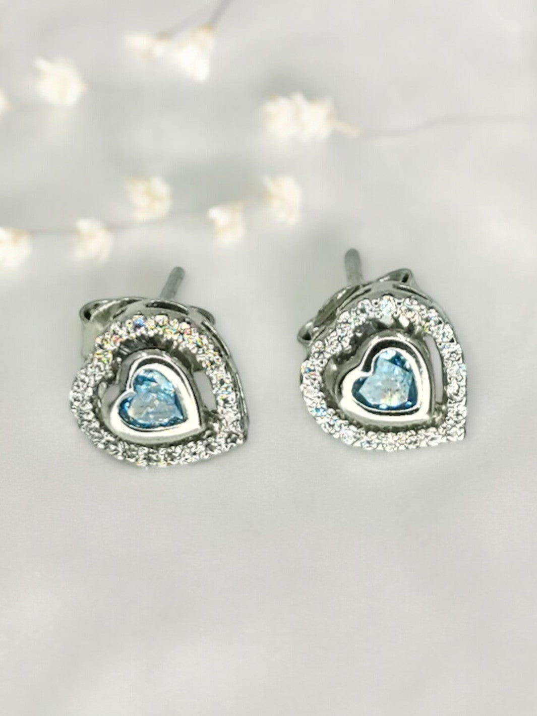 Blue Topaz Heart Silver Earring