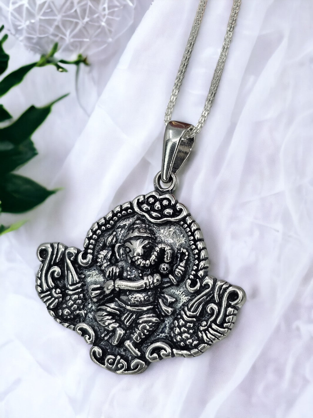 Silver Lord Ganapathy Pendant with chain