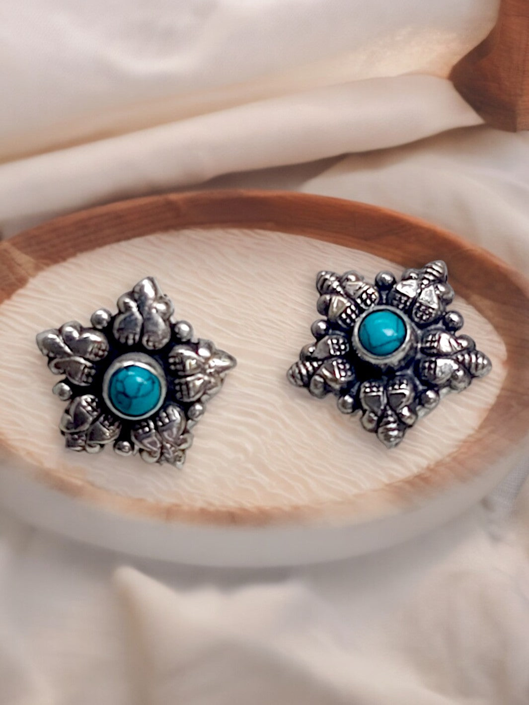 Moh Turquoise Flower Stud