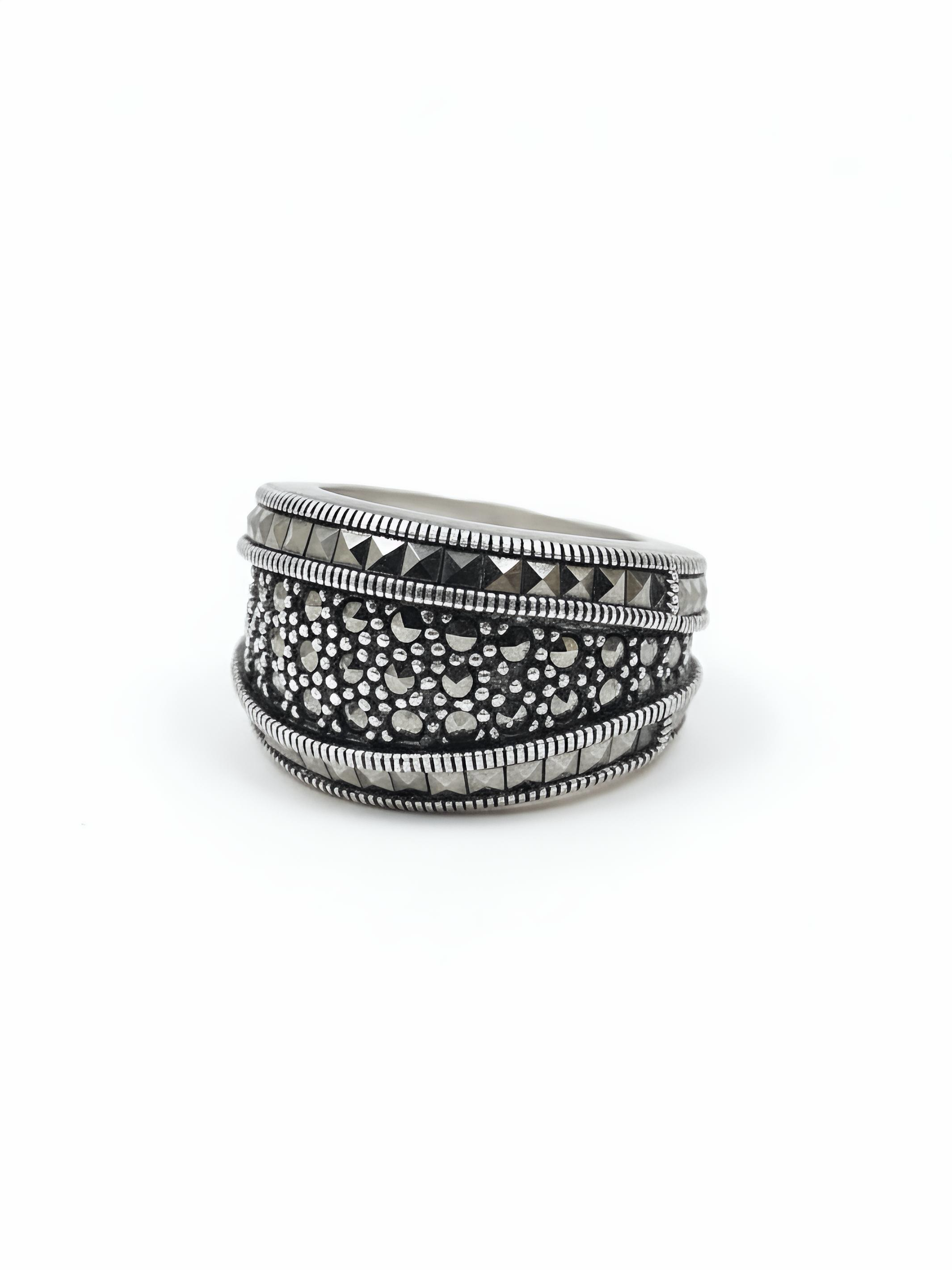 Marcasite Round Stone Pure Silver Ring