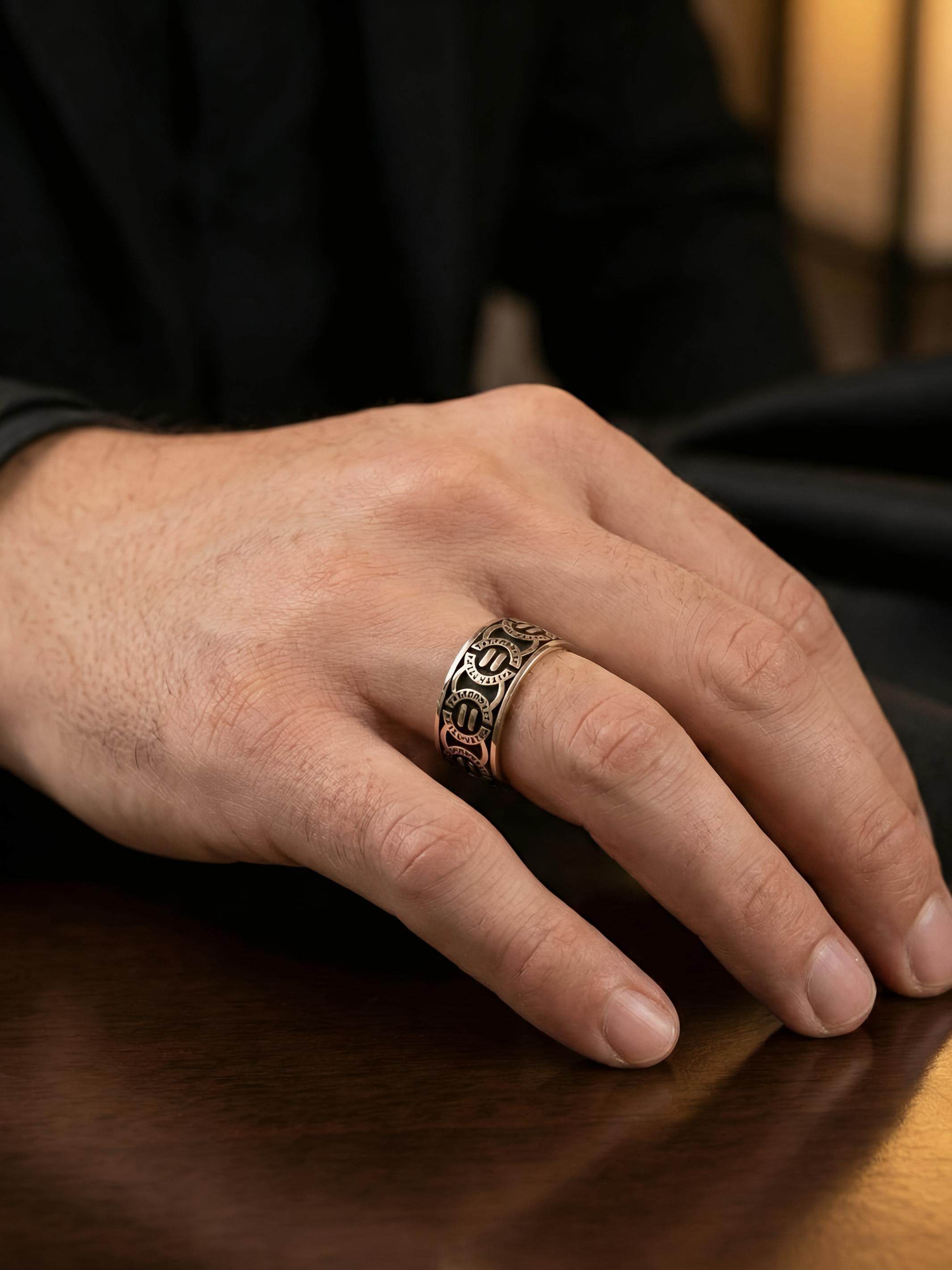 Artistic Men’s Pure Silver Ring