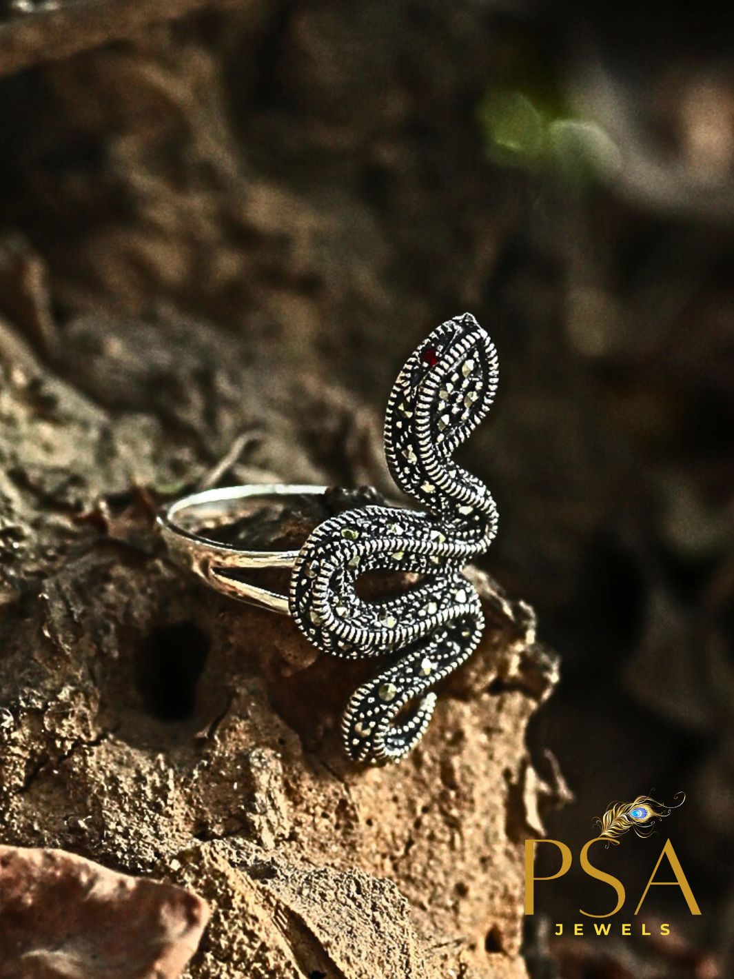 Fighting Snake Silver Ring - PSA Jewels