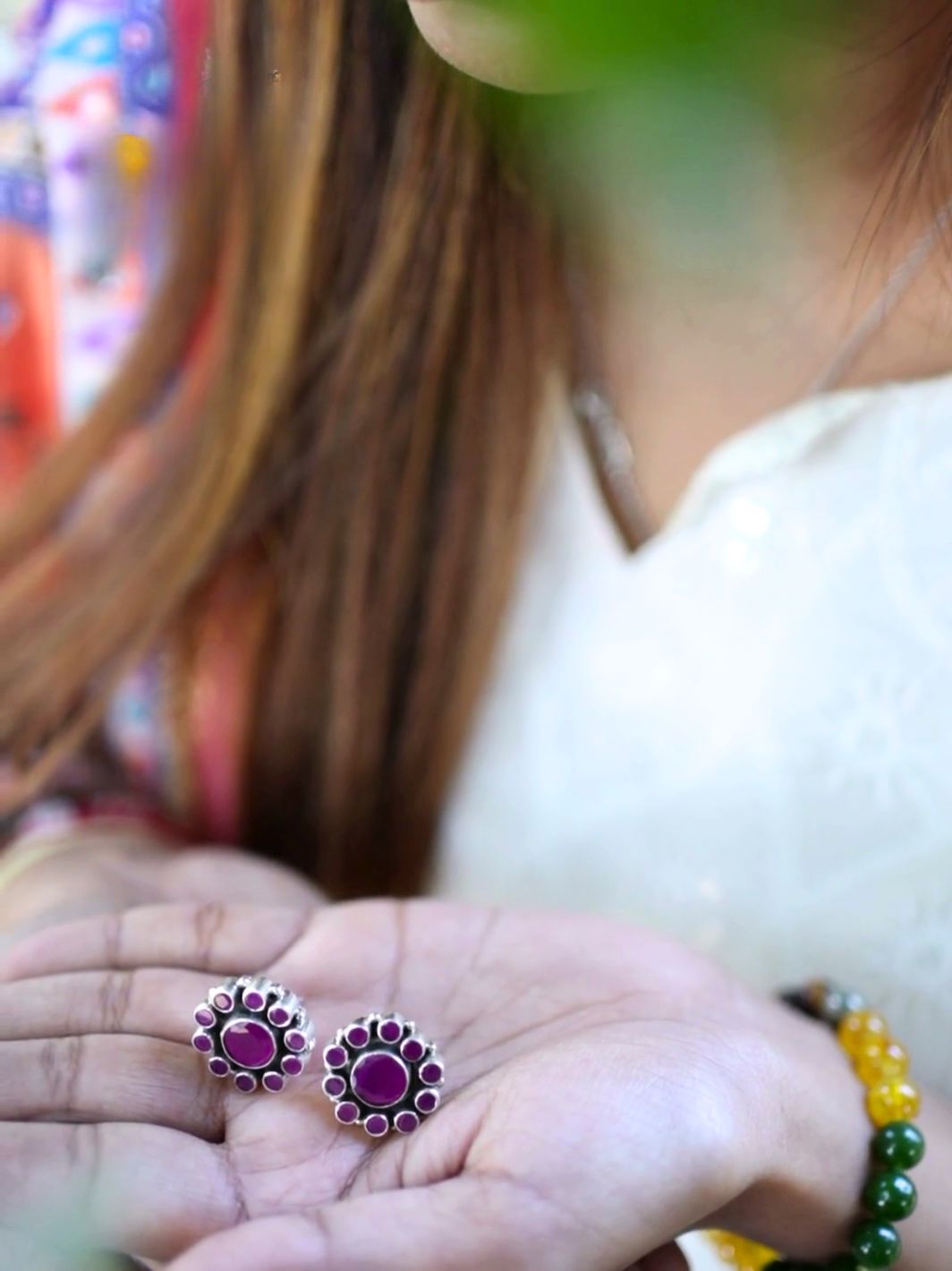 Ruby Floral Earring