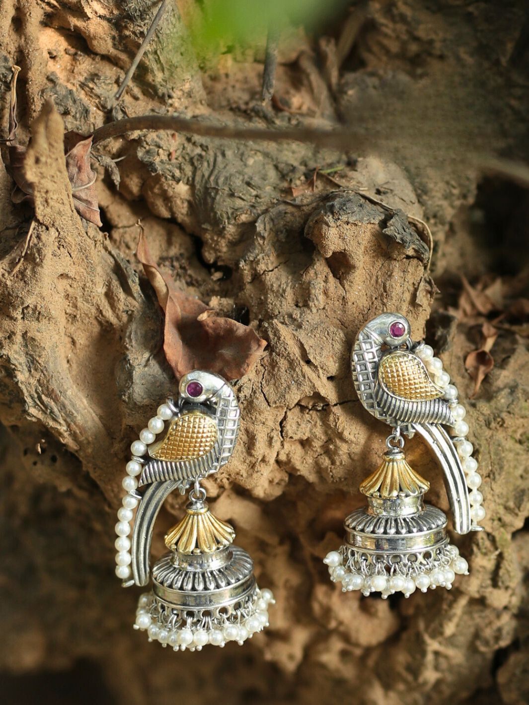 Silver Parrot Earring