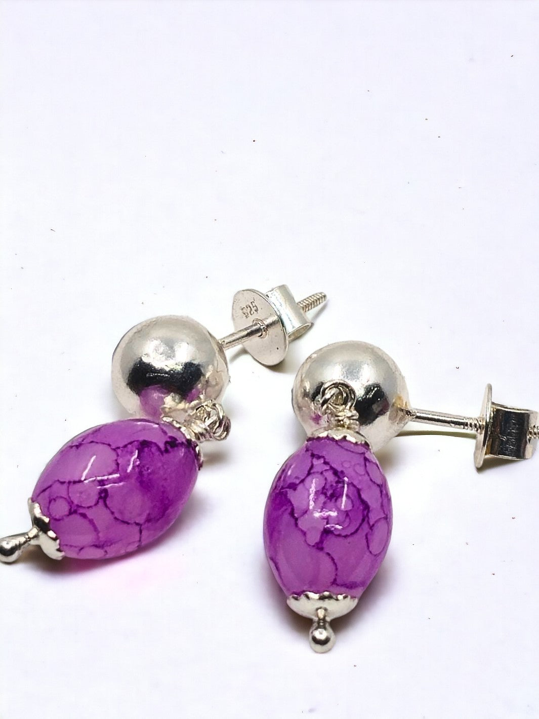 Purple Beads Earring