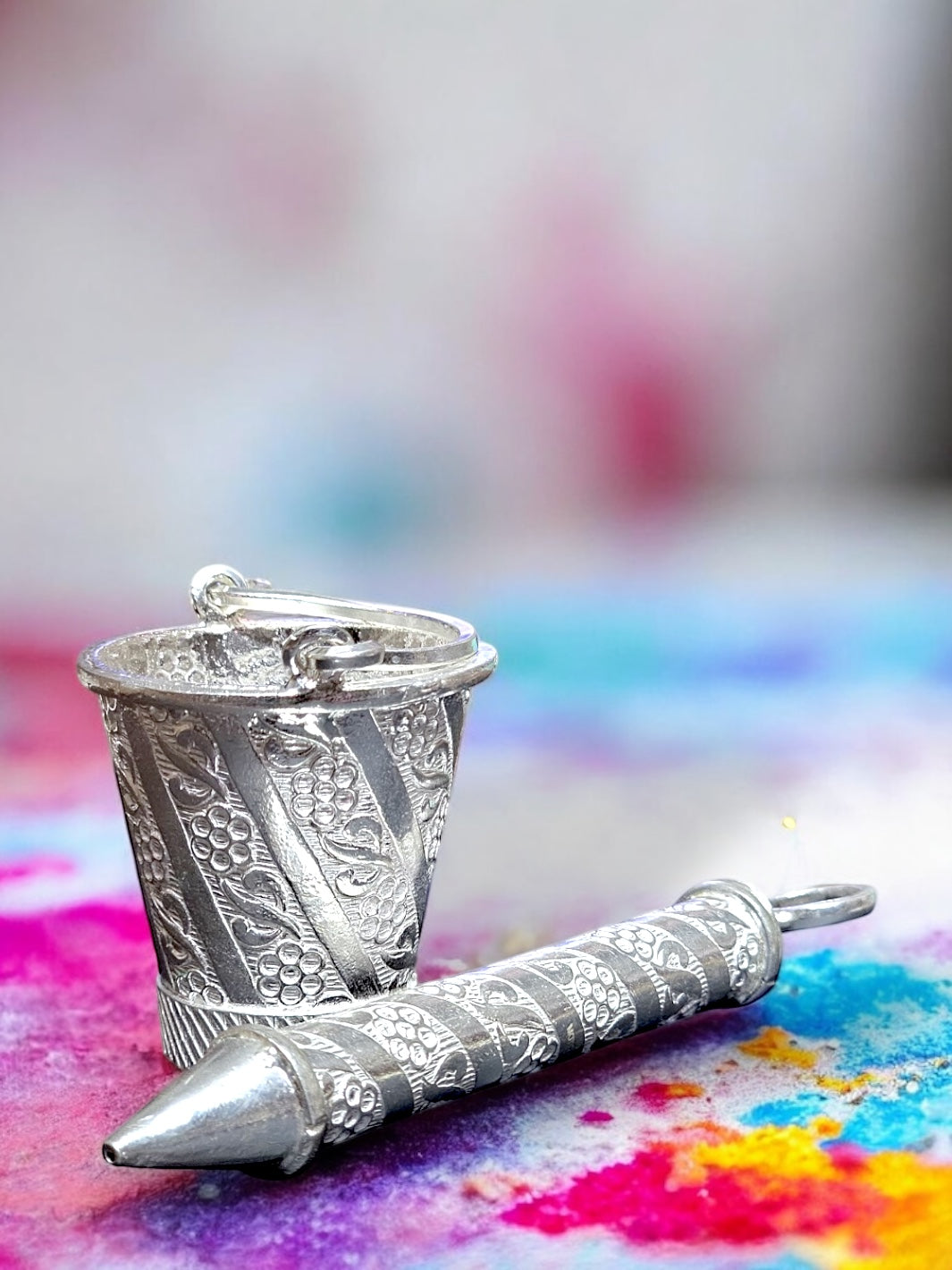 Silver Holi Pichkari And Bucket Set