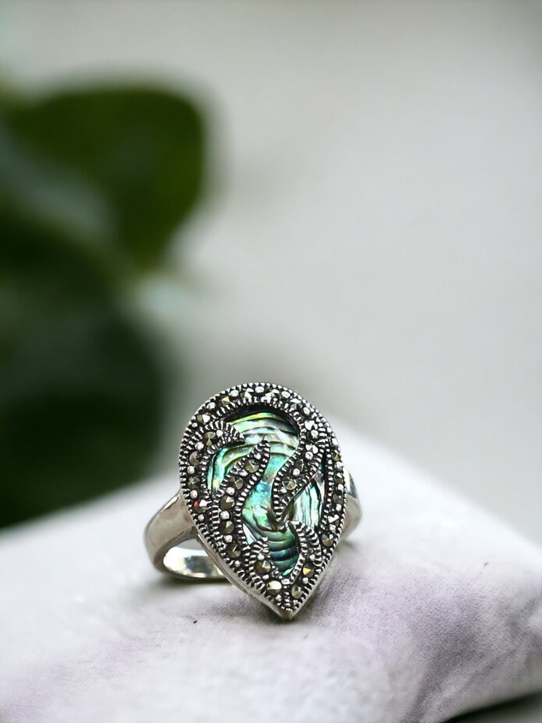 Diamond Shape Abalone Shell  Ring