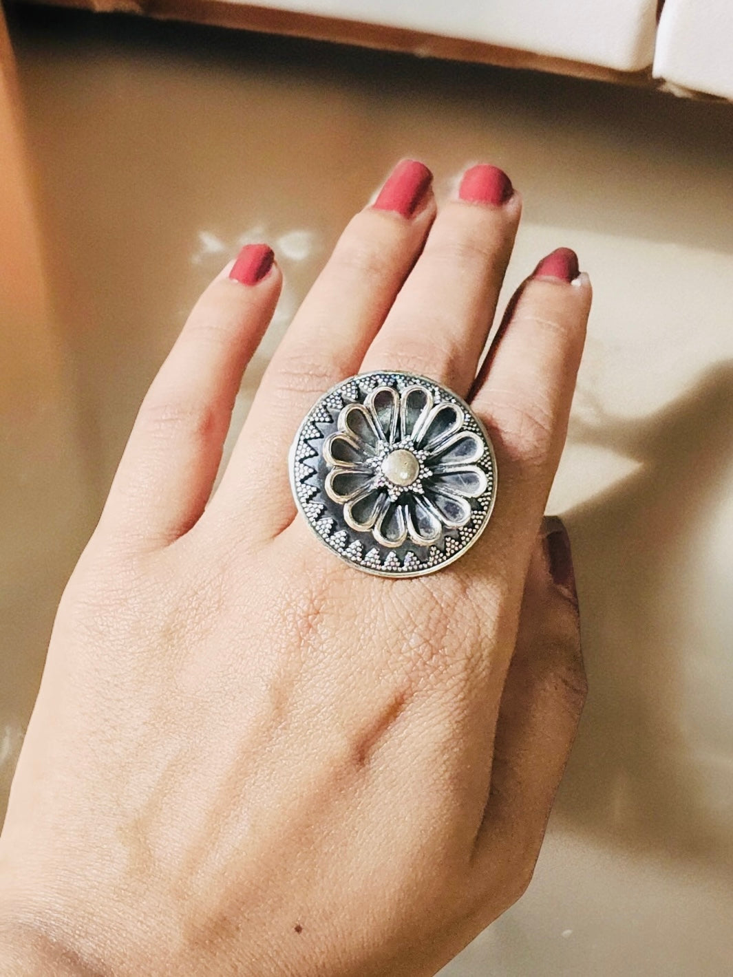 Artistic Big Flower Ring