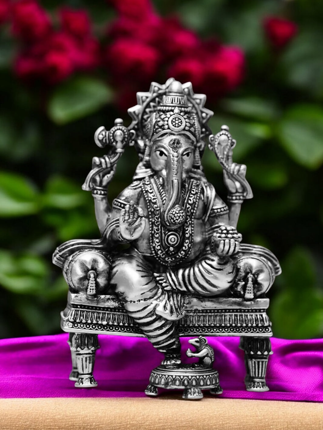 Lord Ganesh Pure Antique Silver Idol