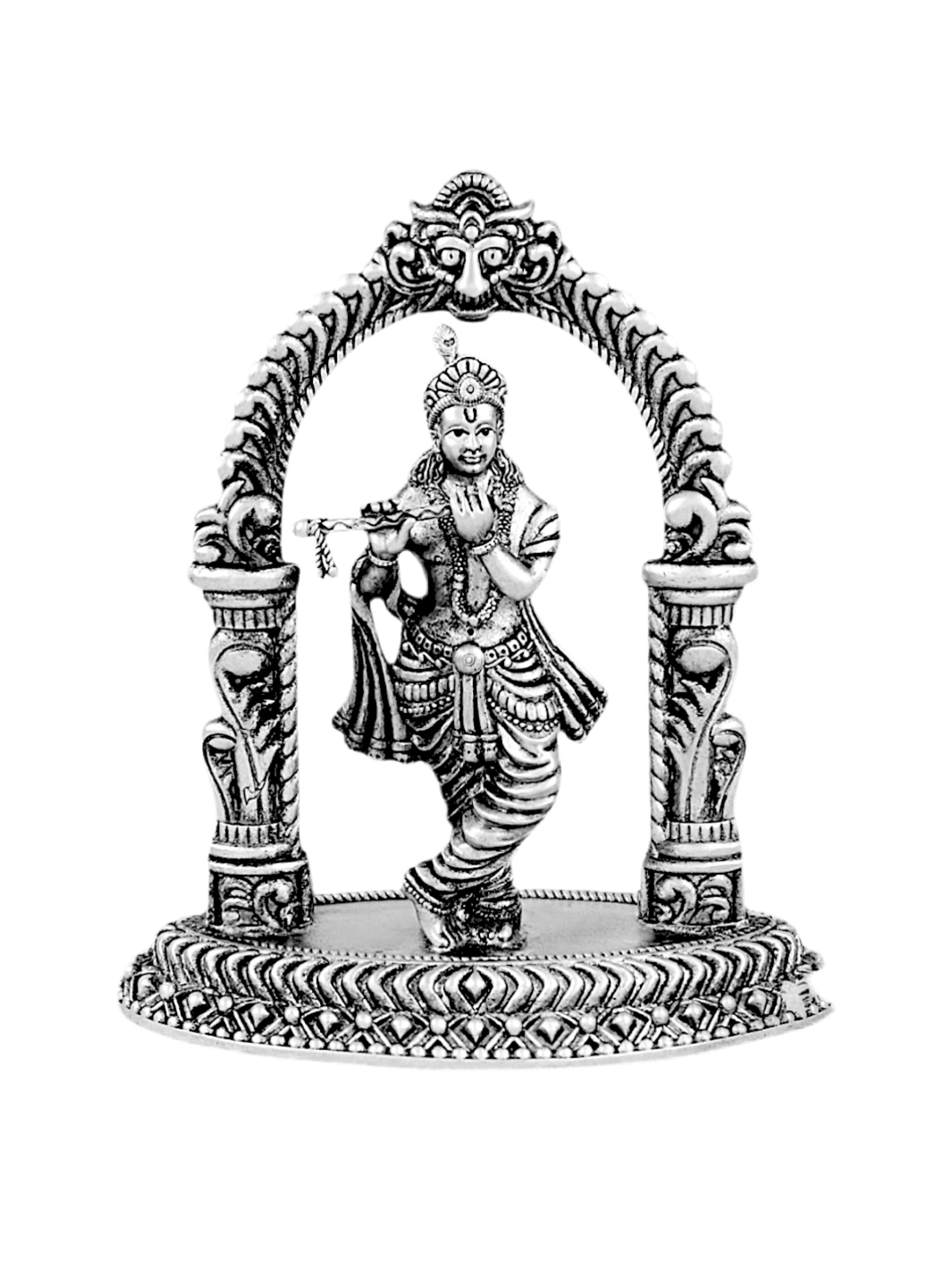 Pure Silver Antique Finish Murli  Krishna Idol