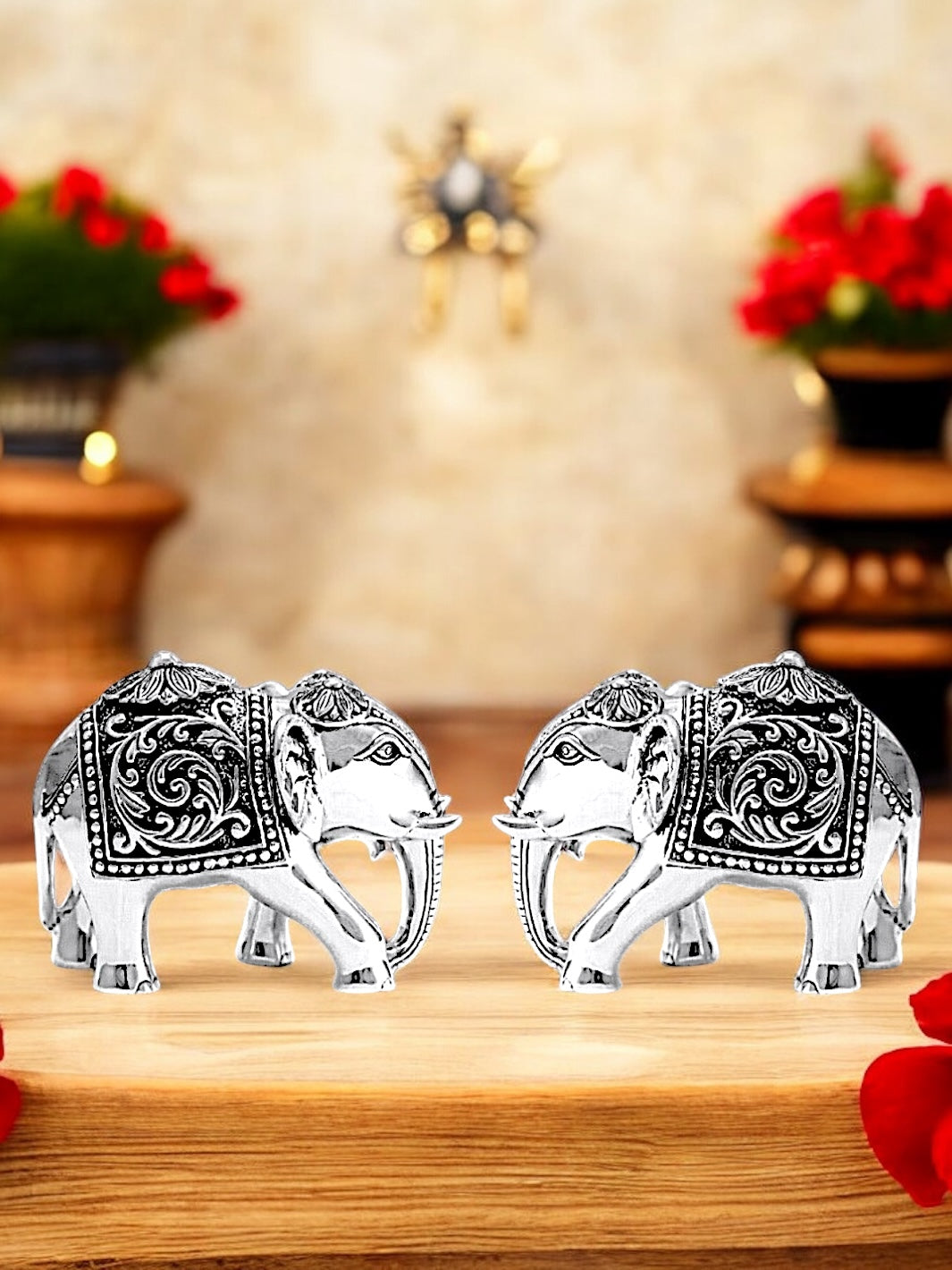 Pure Silver Elephant Downtrunk Pair Idol