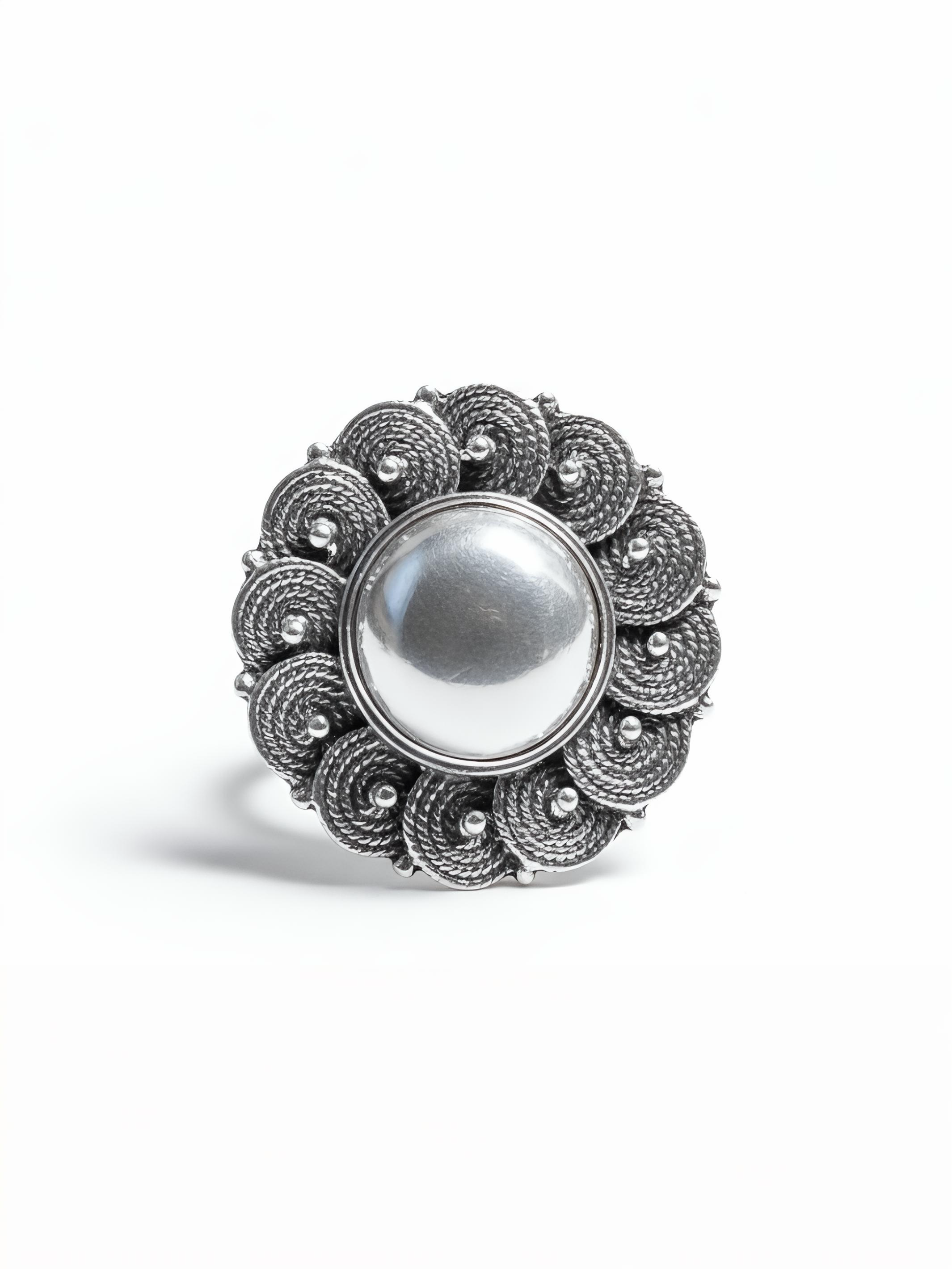 Pure Silver Bohemian Flower Ring
